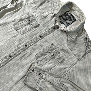 Buckle Black Label Athletic Fit Men's Long Sleeve Shirt Large Pearl Snap Texture